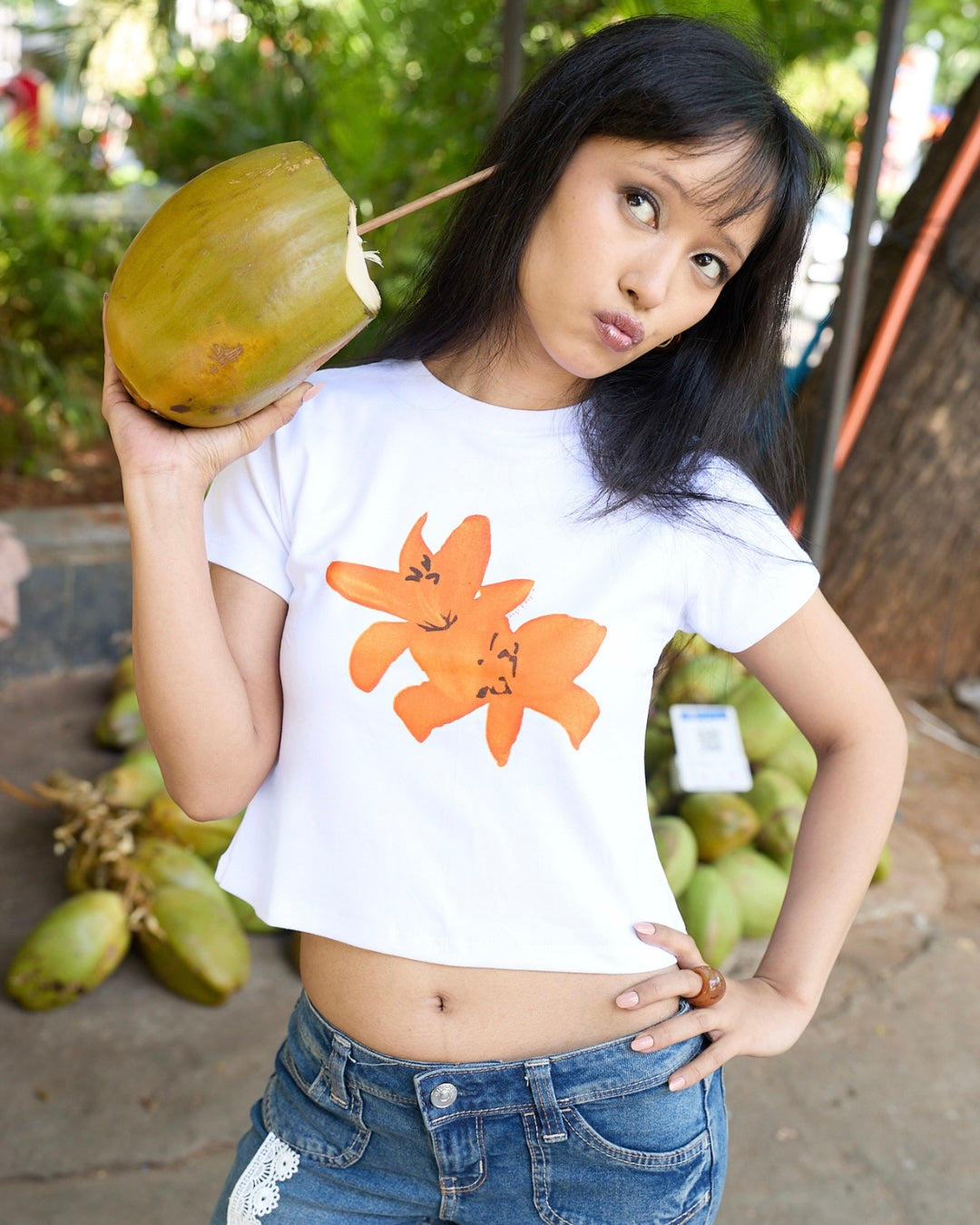 Orange Lilly Baby Tee