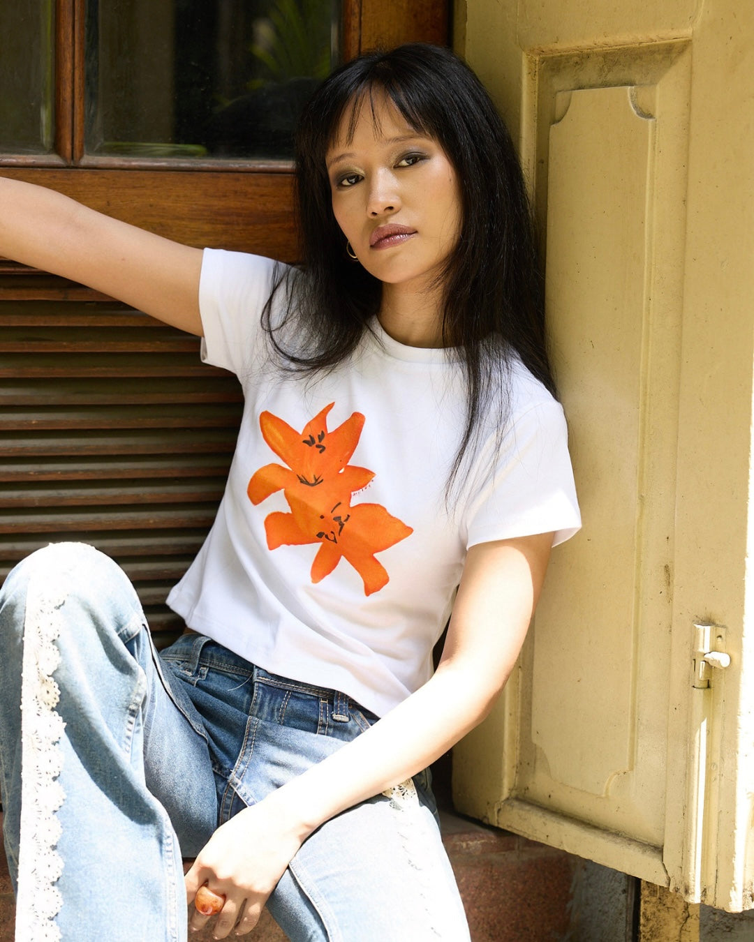 Orange Lilly Baby Tee